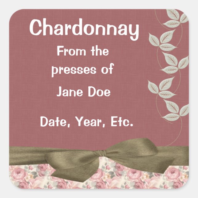 Chardonnay Étiquettes de vins Roses (Devant)