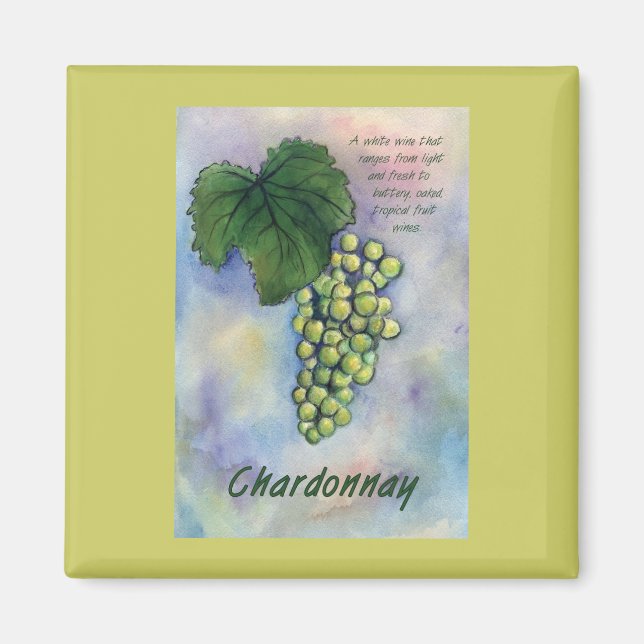 Chardonnay Raisins de vin & Description Magnet (Devant)