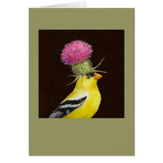 chardonneret avec la carte de chardon
