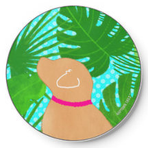 Chargeur sans fil Green Tropical Island Yellow Dog