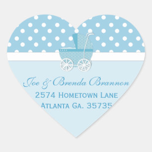Chariot de coeur et étiquettes de adresse bleus d