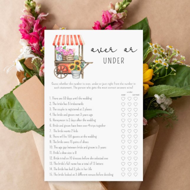 Chariot de fleurs - jeu de baby shower Over ou Und (Créateur téléchargé)