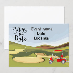 Chariot de golf sur golf partie invitation golfer