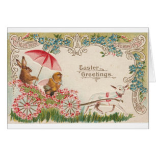 Chariot vintage de lapin de Pâques