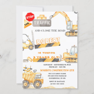 Chariots de construction Invitation d'anniversaire