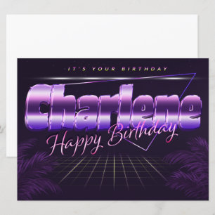 Charlene Nom Prénom carte rétro lilas Anniversaire