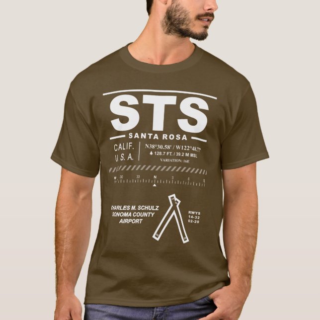 Charles M Schulz Sonoma County Airport STS T-Shirt (Devant)