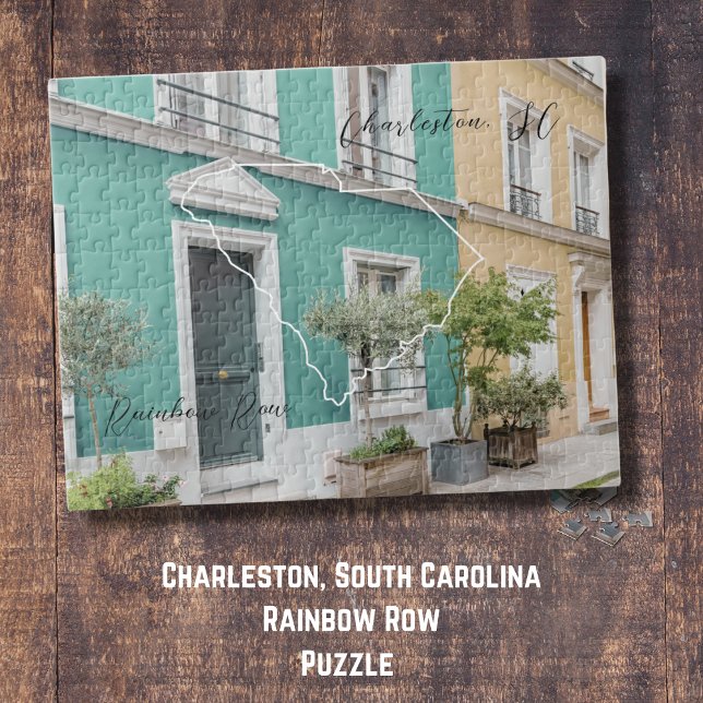 Charleston Caroline du Sud Puzzle Rainbow Row (A puzzle of Rainbow Row. A fun night chilling and putting this pillow together. Seal it and hang it!)