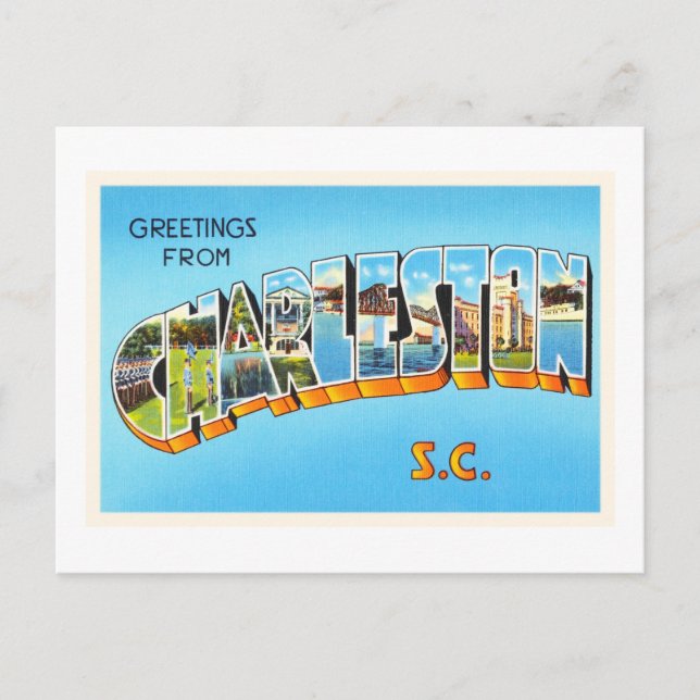 Charleston Caroline du Sud SC Vieux Vintage Carte  (Devant)