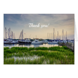 Charleston Harbour Boats Sunset Carte de remerciem
