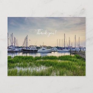 Charleston Harbour Boats Sunset Merci Carte postal