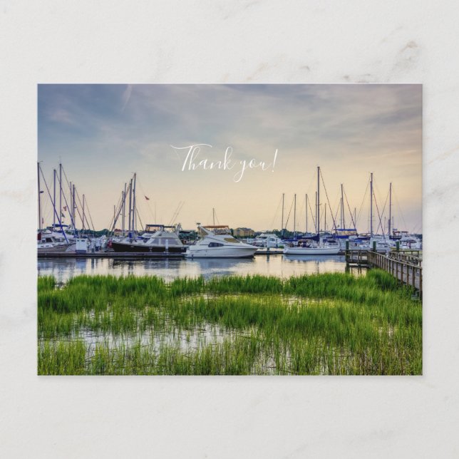 Charleston Harbour Boats Sunset Merci Carte postal (Devant)