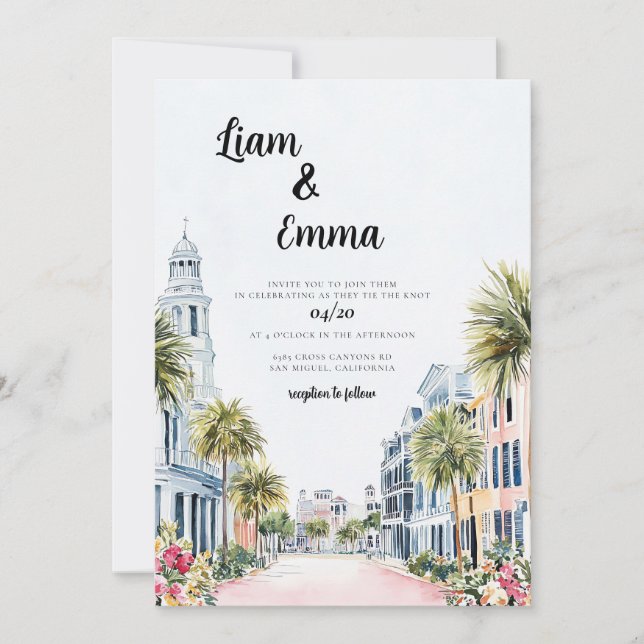 Charleston Mariage Destination Invitation (Devant)