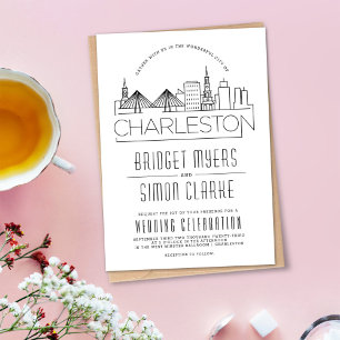 Charleston Mariage   Invitation Skyline stylisée