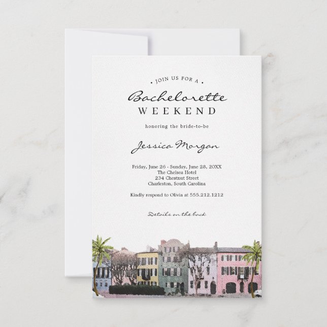 Charleston SC Bachelorette Party Invitation de fin (Devant)