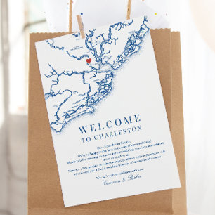 Charleston SC Mariage Programme de Bienvenue Bleu 