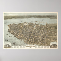 Charleston, South Carolina Vintage Map Poster