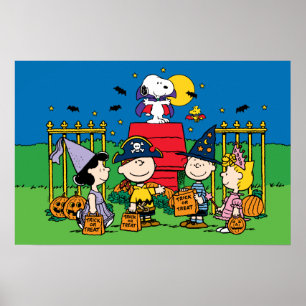 Charlie Brown et Gang Halloween Poster du Parti