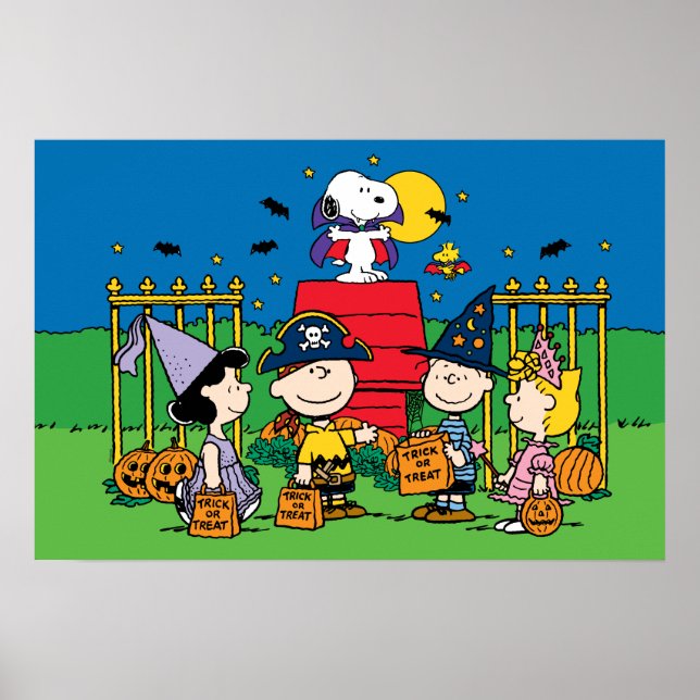Charlie Brown et Gang Halloween Poster du Parti (Devant)