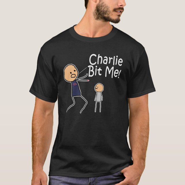 Charlie m'a mordu T-shirt foncé (Devant)