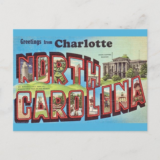 Charlotte NC ancienne carte postale (Devant)