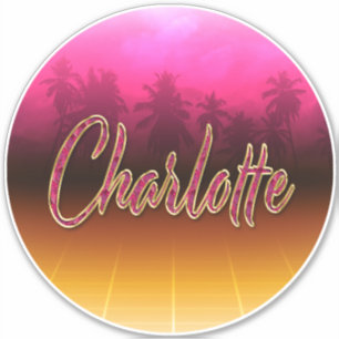 Charlotte prénom nom autocollant sticker rose