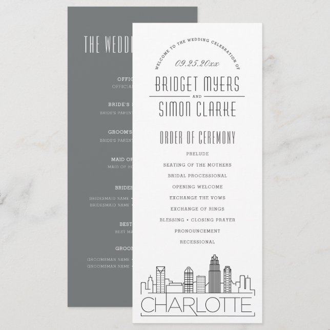 Charlotte | Programme moderne de mariage Déco (Devant / Derrière)