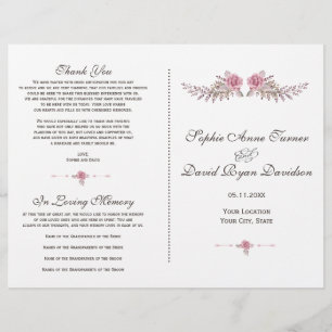 Charm Bourgogne Red Marsala Floral Wedding Program