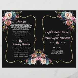 Charm Dusty Blue Rose Fleurs Programme de mariage 