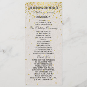 Charm Gold Confetti Programme de mariage en cuir b