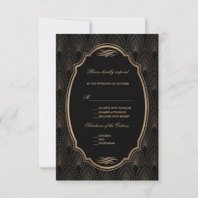 Charm Great Gatsby Mariage Art Déco Vintage RSVP (Devant)