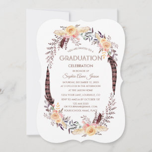Charm Watercolor Boho Floral GRADUY Invitation