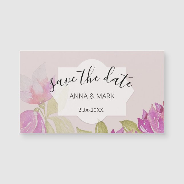 Charmant Aquarelle rose Fleurs peintes à la main (Devant)