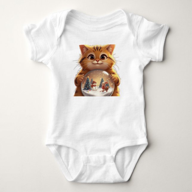Charmant Body Bébé en Jersey pour Noël avec Chat d (Devant)