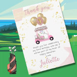 Charmant Carte de remerciements de golf Pink Glam<br><div class="desc">Vous apprécierez d'envoyer ce charmant et unique carte de remerciements de premier anniversaire. Si vous souhaitez écrire un message supplémentaire,  le verso est vide. Toute question de conception n'a qu'à envoyer un conversation ou un courriel à charmdesignstudio@rcn.com et nous serons heureux de vous aider.</div>