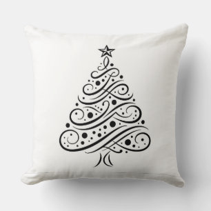 Charmant Coussin d'Accent d'Arbre de Noël Noir Bla