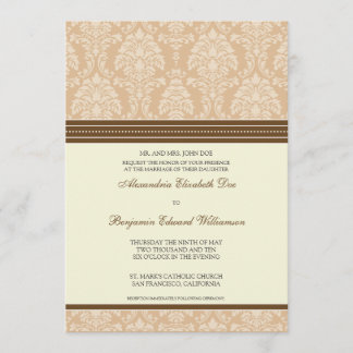 Charmant Damask 5x7 Faire-part de mariage : taupe