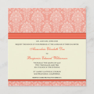 Charmant Damask Carré Faire-part de mariage : cora