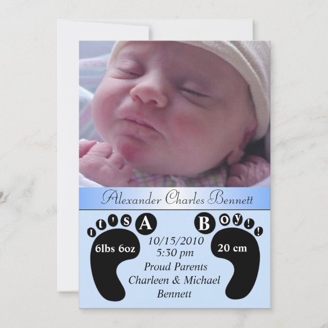 Charmant et unique Faire-part de naissance bébé (Devant)
