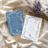 Charmant faire-part de Baby Shower garçon Bleu Pou