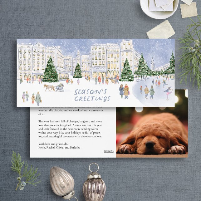 Charmant paysage urbain d'hiver Carte de vacances  (Créateur téléchargé)