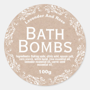 Charmant Rustique Kraft & Lace Bombe Étiquettes de