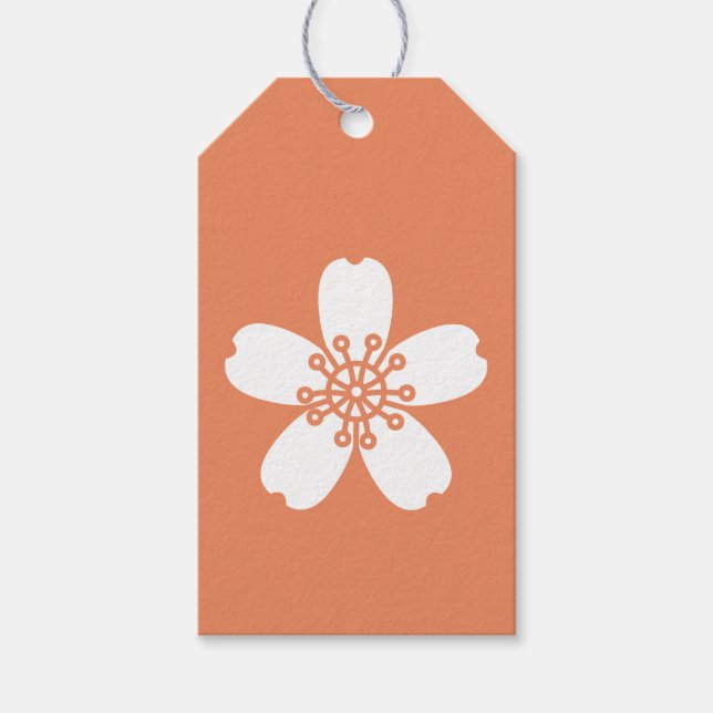 Charmant Sakura en Corail Étiquette Cadeau (Devant)