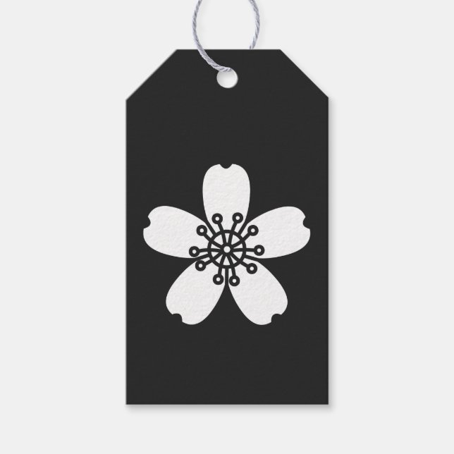Charmant Sakura en noir étiquette cadeau (Devant)