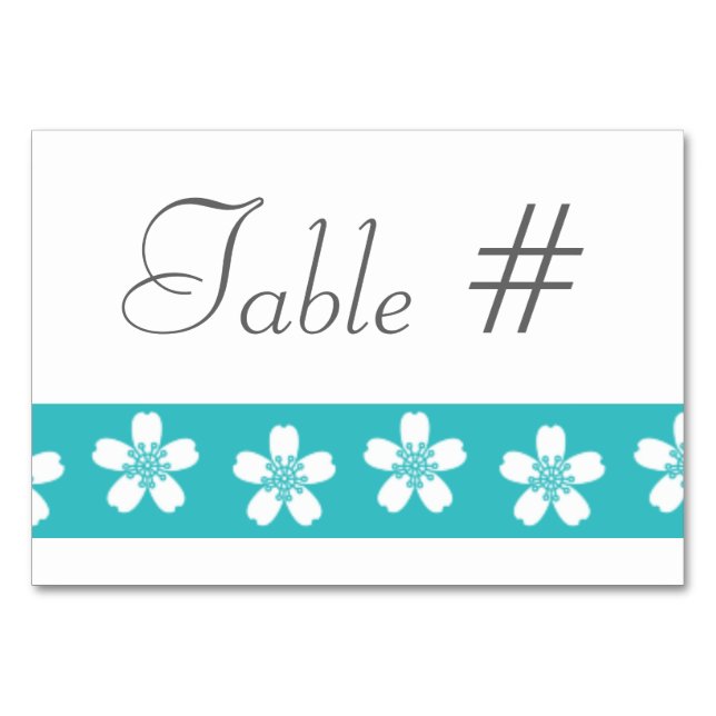 Charmant Sakura sur Carte de Table Turquoise (Devant)