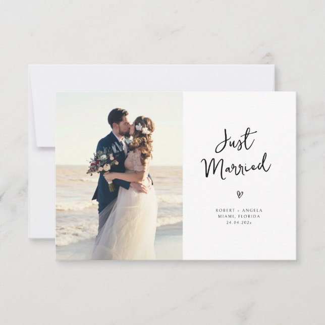 charmant script coeur mariage faire-part (Devant)