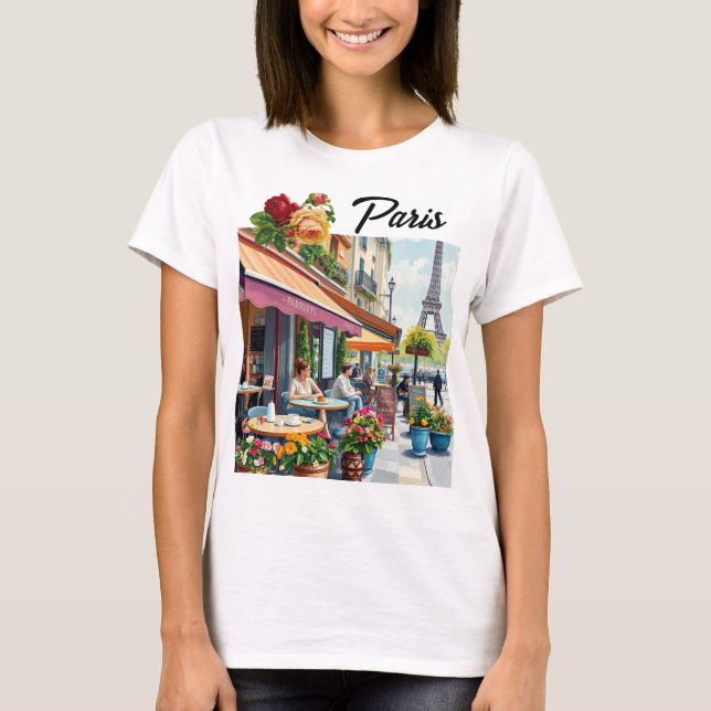 Charmant T-shirt Pittoresque Café Paris (Devant)