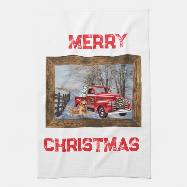 Charmant torchon de cuisine de Noël de campagne (Vertical)