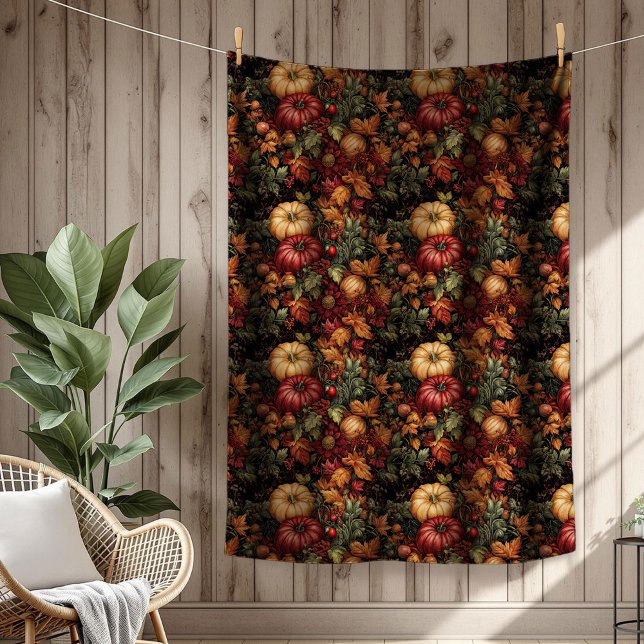 Charmante couverture fleurie d'automne avec motifs (Charming Autumn Floral Blanket with Harvest Motifs)