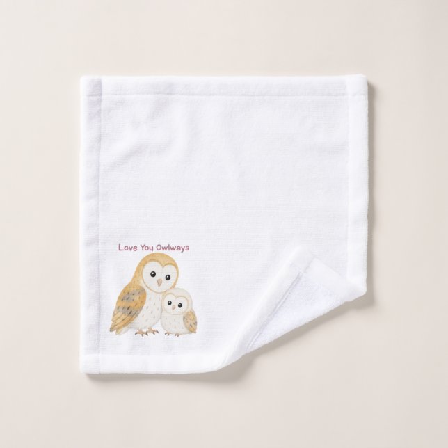 Charmante serviette de toilette Chouette de grange (Gant de toilette)